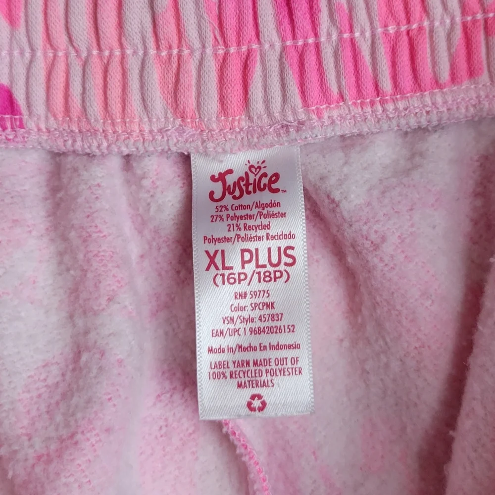 Justice Girls Hot Pink Fleece Jogger Pants Sweatpants Sweats XL plus 16p- 18p
